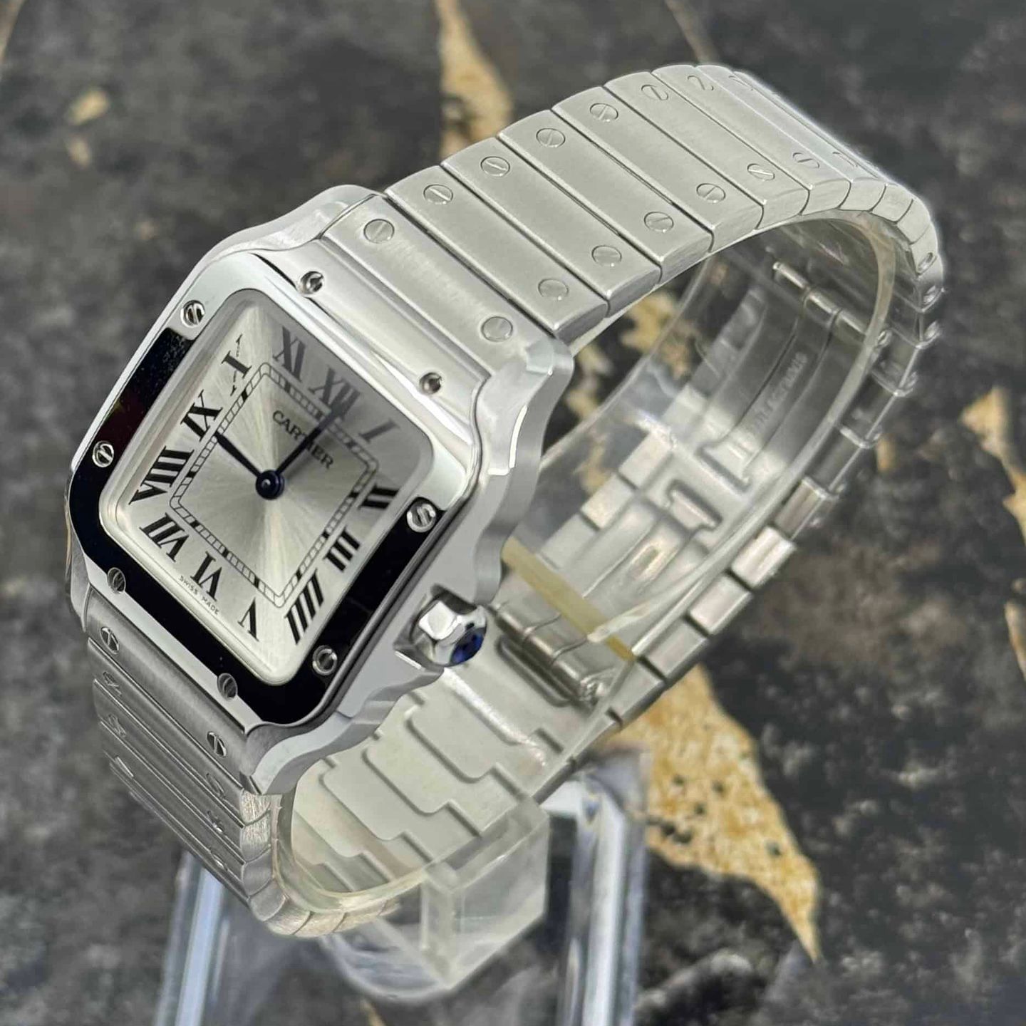 Cartier Santos WSSA0082 (Unknown (random serial)) - Silver dial 27 mm Steel case (5/8)