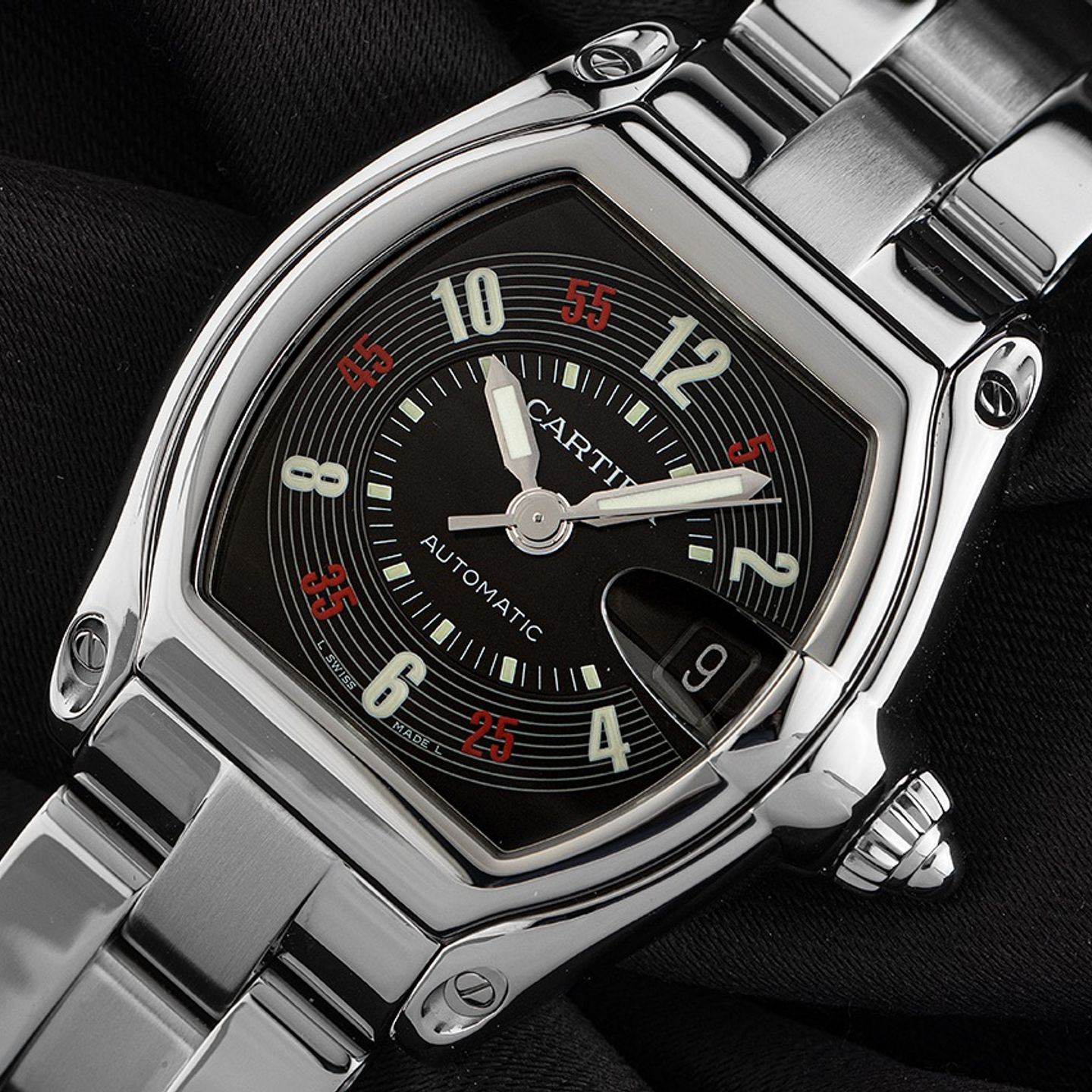 Cartier Roadster 2510 (2002) - Zwart wijzerplaat 37mm Staal (3/8)