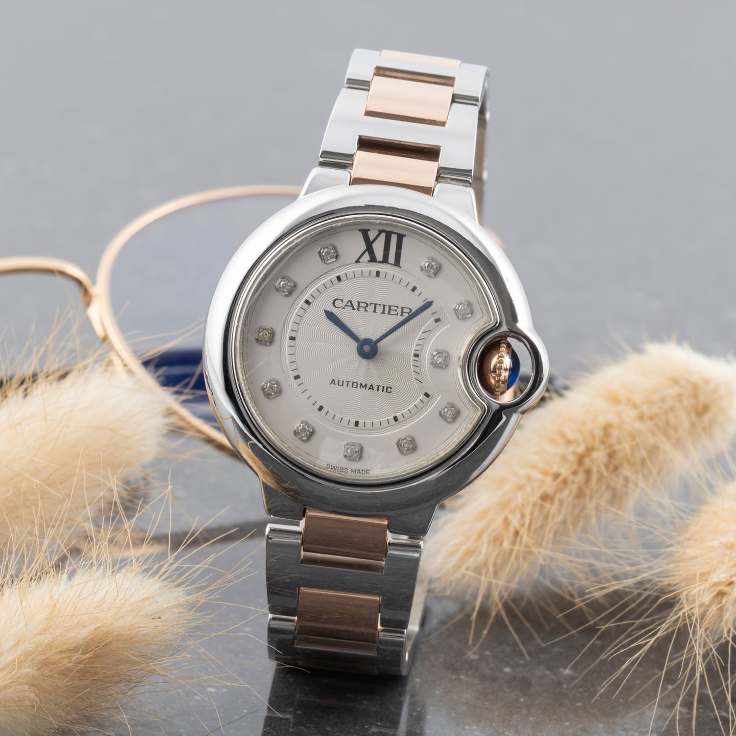 Cartier Ballon Bleu 33mm WE902044 (2015) - Silver dial 33 mm Gold/Steel case (1/8)