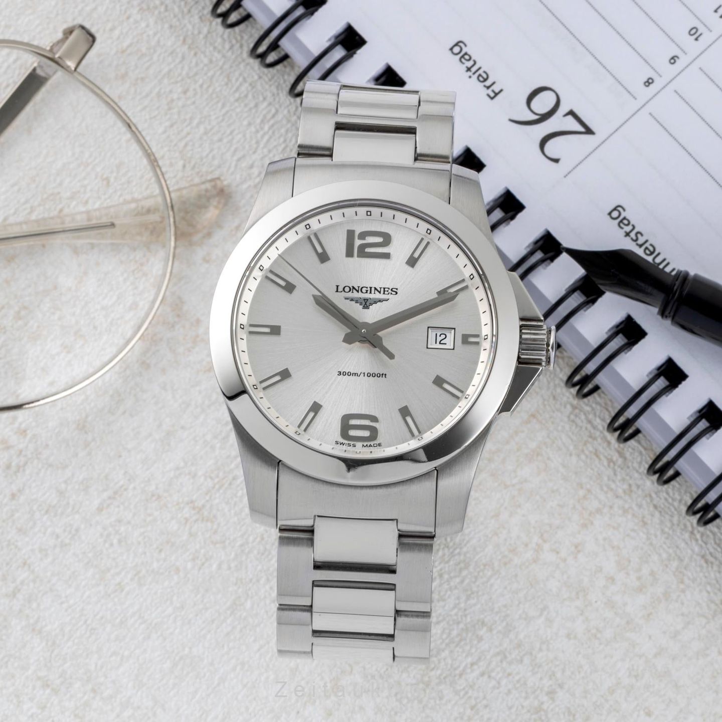 Longines Conquest L3.659.4.76.6 (2010) - Zilver wijzerplaat 41mm Staal (3/8)