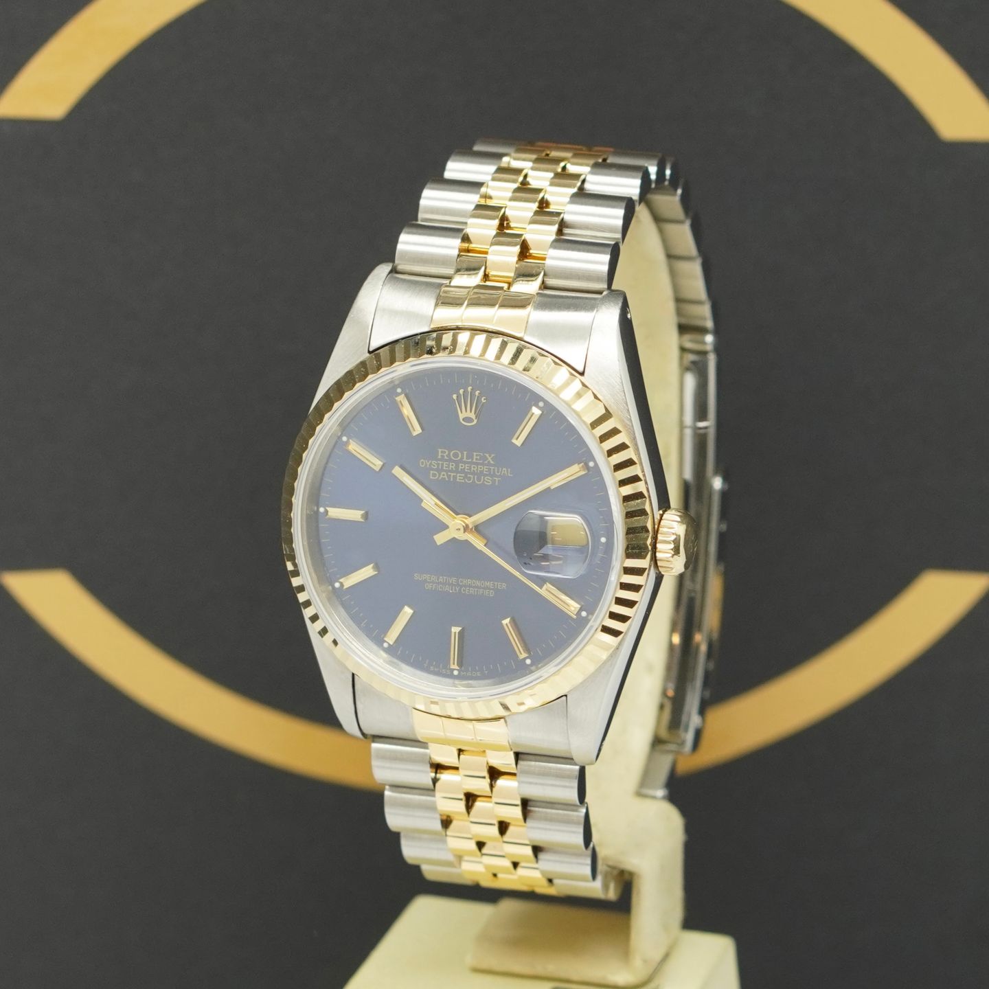 Rolex Datejust 36 16233 (1989) - Blauw wijzerplaat 36mm Goud/Staal (3/7)