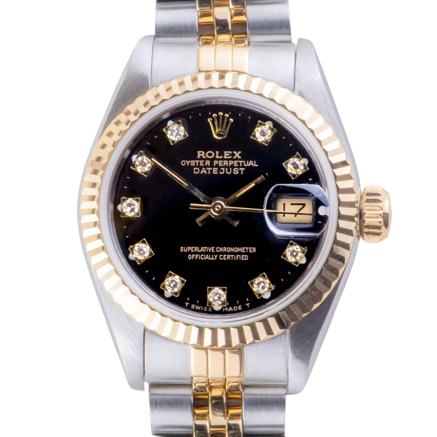 Rolex Lady-Datejust 69173 (1990) - Black dial 26 mm Gold/Steel case (3/8)