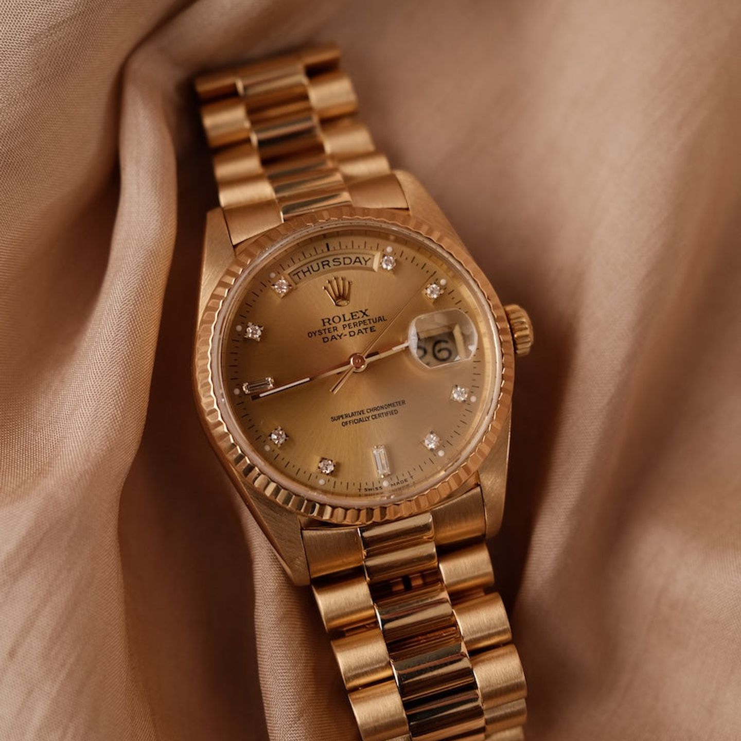 Rolex Day-Date 36 18238 (1988) - Champagne dial 36 mm Yellow Gold case (1/8)