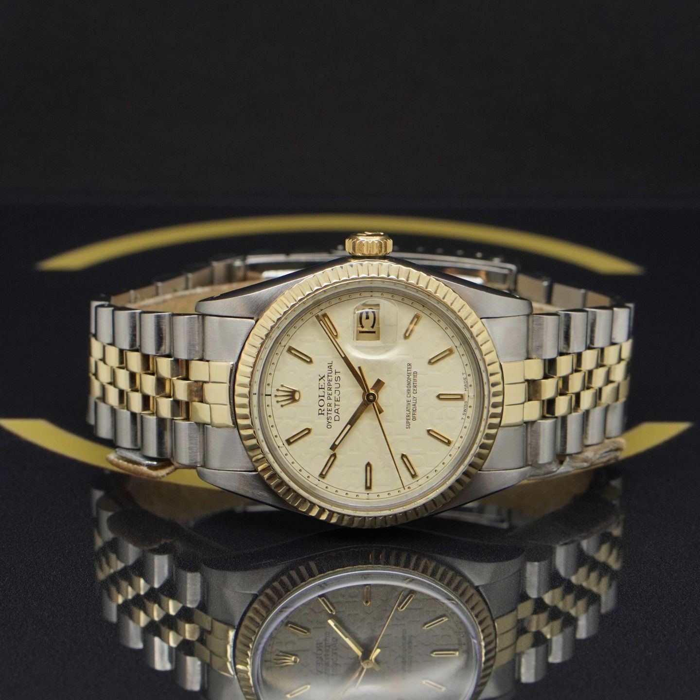 Rolex Datejust 36 16013 (1980) - Yellow dial 36 mm Gold/Steel case (4/7)