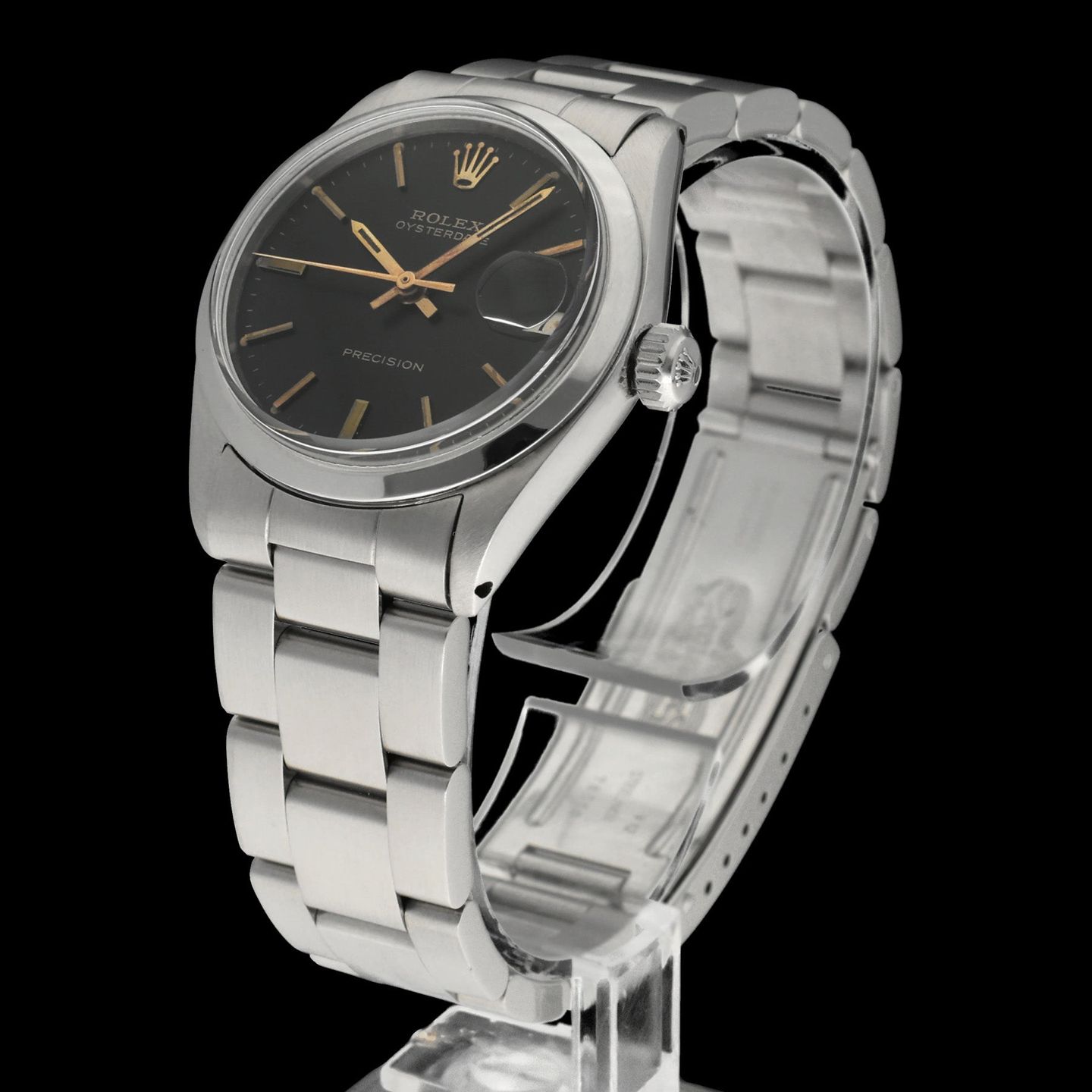 Rolex Oyster Precision 6466 (1960) - Zwart wijzerplaat 36mm Staal (2/7)