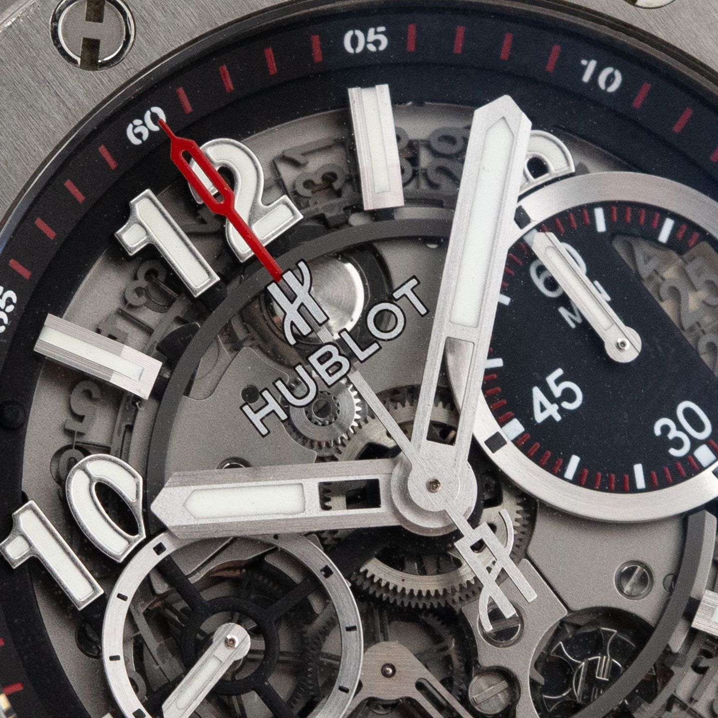 Hublot Big Bang Unico 411.NX.1170.RX (Onbekend (willekeurig serienummer)) - Transparant wijzerplaat 46mm Titanium (3/8)