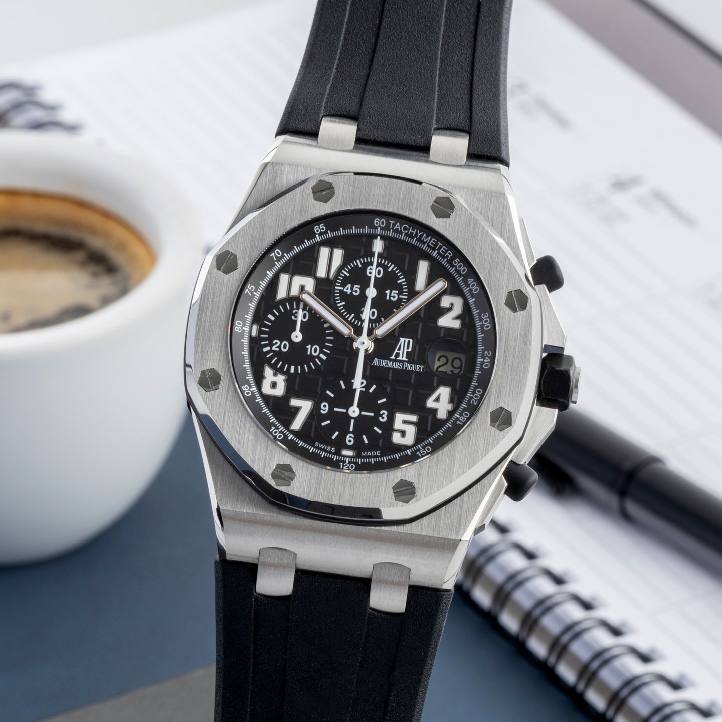 Audemars Piguet Royal Oak Offshore Chronograph 26020ST (2005) - Black dial 42 mm Steel case (3/8)