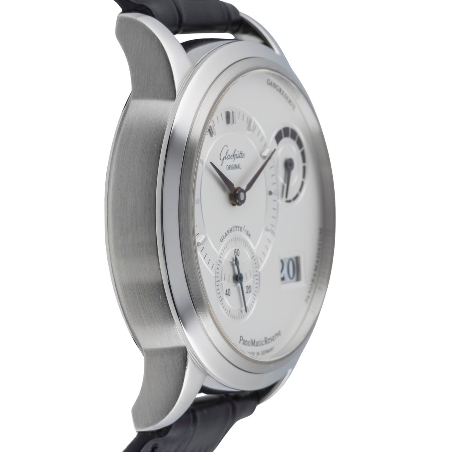 Glashütte Original PanoReserve 1-90-03-02-02-04 (2005) - Zilver wijzerplaat 39mm Staal (7/8)