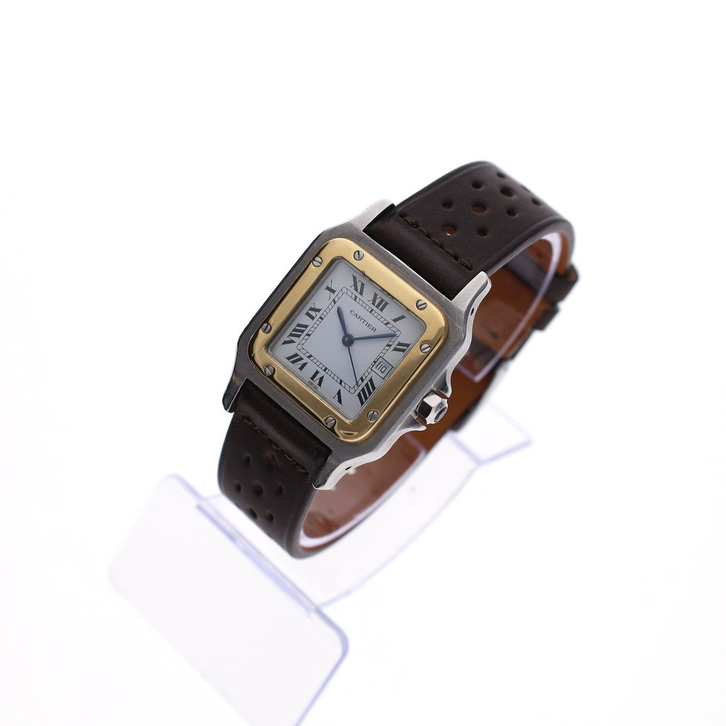 Cartier Santos 2961 (1990) - Wit wijzerplaat 29mm Goud/Staal (3/8)