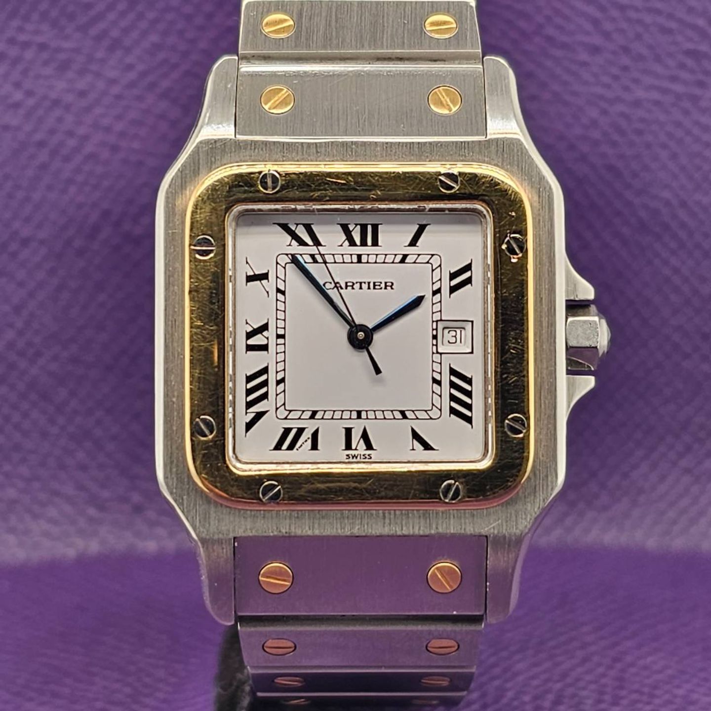 Cartier Santos 2961 (Unknown (random serial)) - White dial 29 mm Gold/Steel case (4/5)