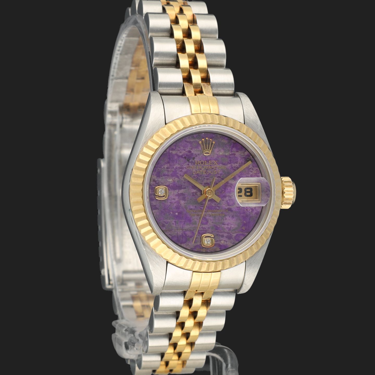 Rolex Lady-Datejust 69173 (1999) - Purple dial 26 mm Gold/Steel case (4/8)
