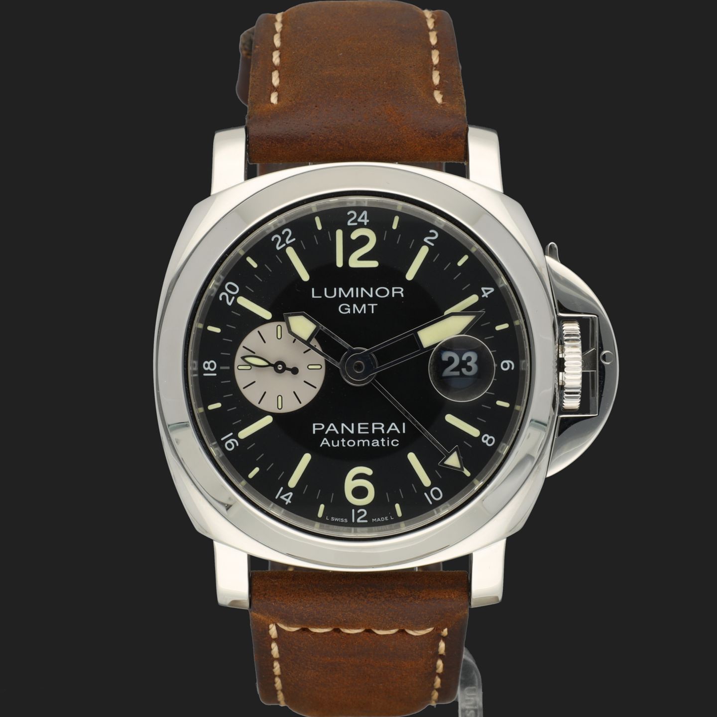 Panerai Luminor GMT Automatic PAM01088 (2020) - Zwart wijzerplaat 44mm Staal (3/8)