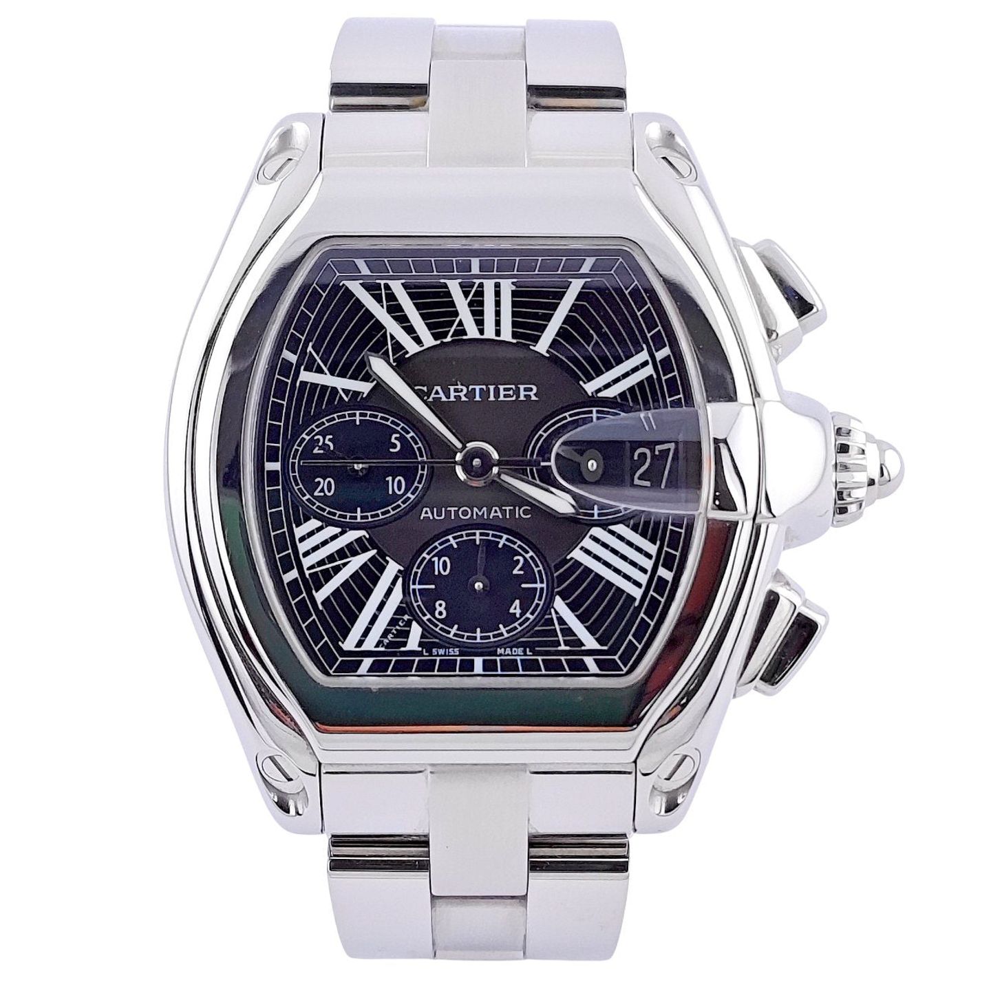 Cartier Roadster 2618 (Onbekend (willekeurig serienummer)) - Zwart wijzerplaat 40mm Staal (1/8)