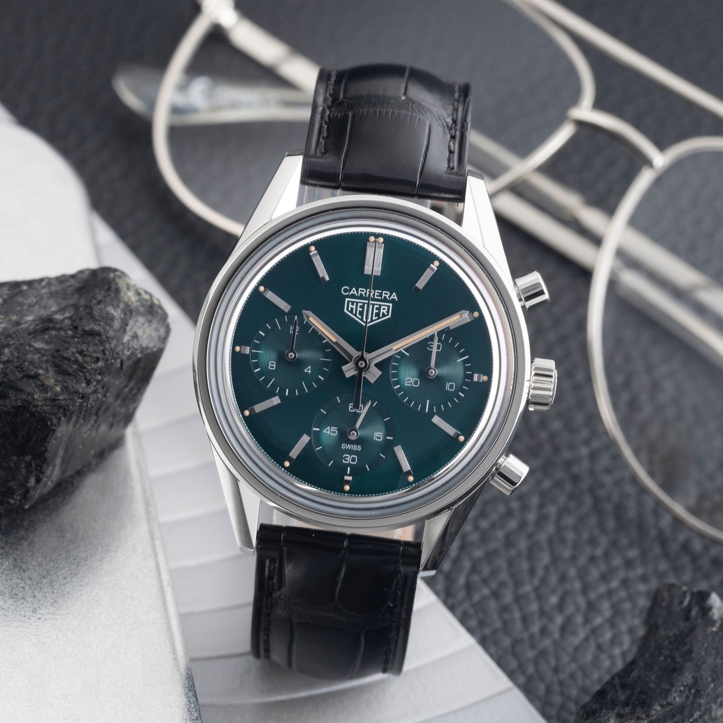TAG Heuer Carrera CBK221F.FC6479 (Unknown (random serial)) - Green dial 39 mm Steel case (1/8)