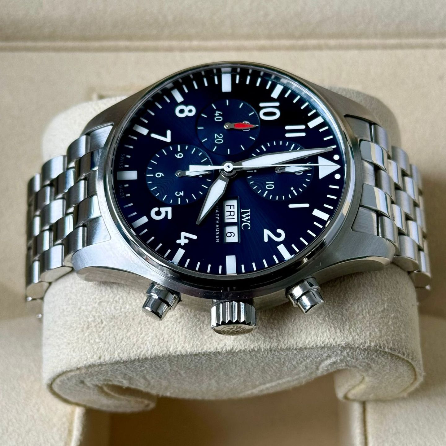 IWC Pilot Chronograph IW377717 (2021) - Blue dial 43 mm Steel case (4/7)