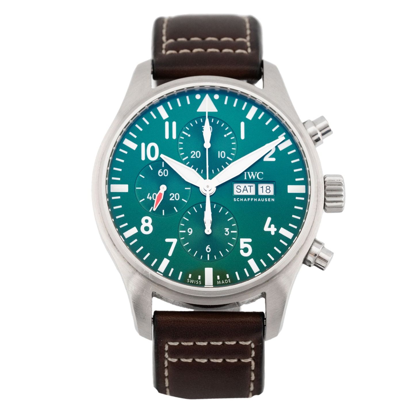 IWC Pilot Chronograph IW377726 (Unknown (random serial)) - Green dial 43 mm Steel case (1/5)