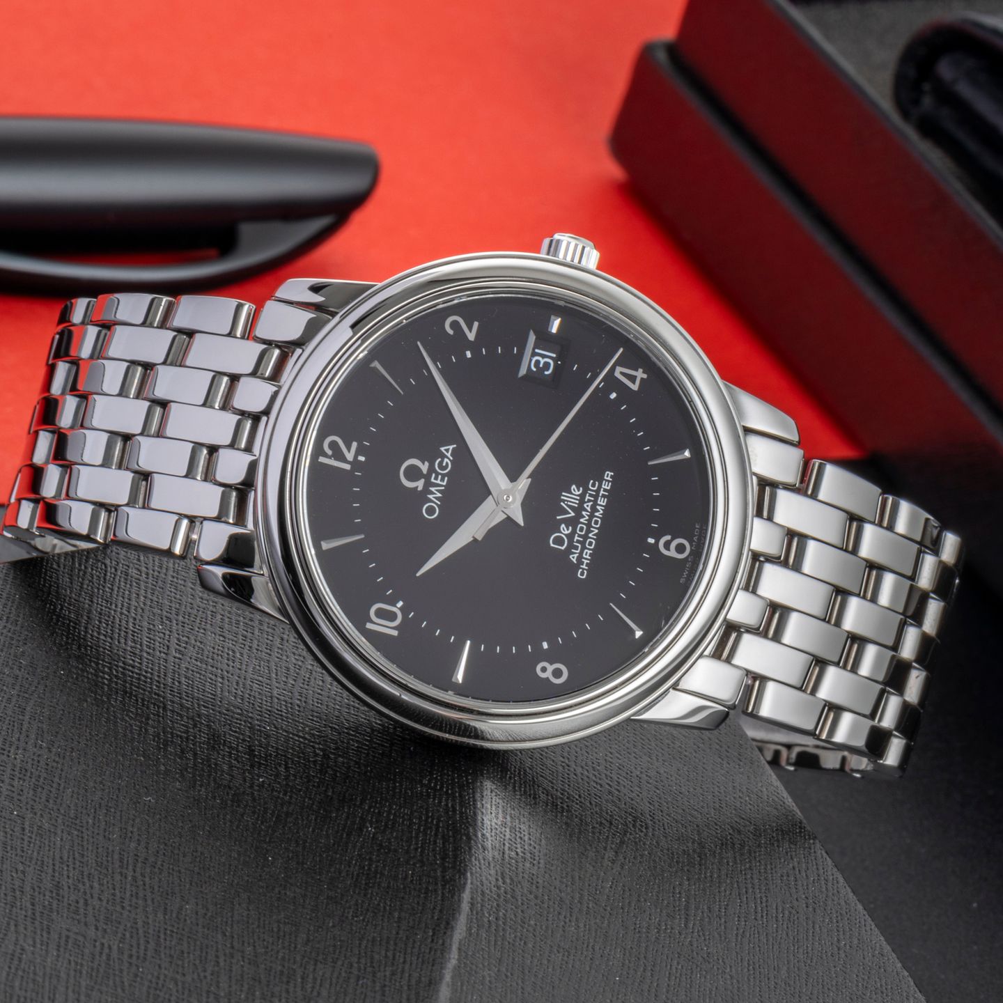 Omega De Ville Prestige 4500.50.00 (2006) - Zwart wijzerplaat 35mm Staal (2/8)