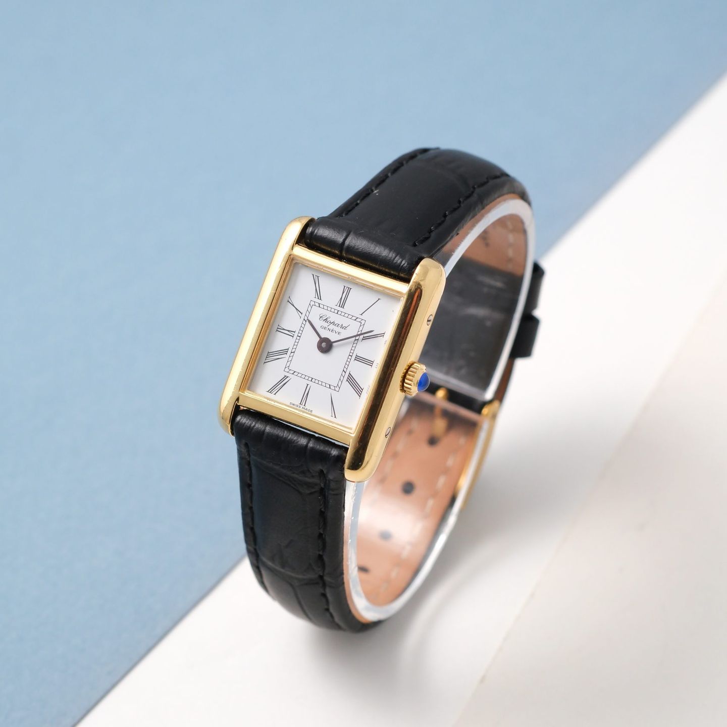 Chopard Tank 5054 (1985) - White dial 20 mm Yellow Gold case (4/8)