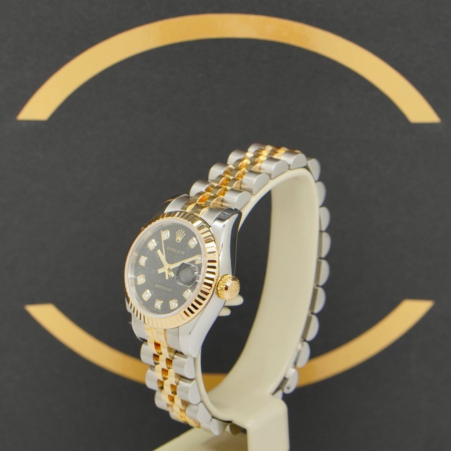 Rolex Lady-Datejust 179173 (2005) - Black dial 26 mm Gold/Steel case (2/7)