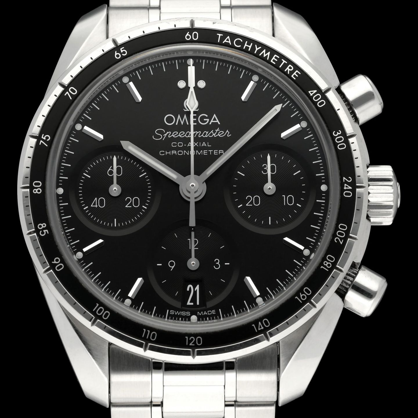 Omega Speedmaster 324.30.38.50.01.001 (2009) - Zwart wijzerplaat 38mm Staal (1/8)