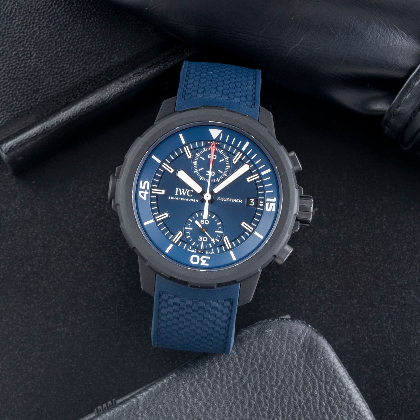 IWC Aquatimer Chronograph IW379507 (2019) - Blauw wijzerplaat 45mm Staal (1/8)