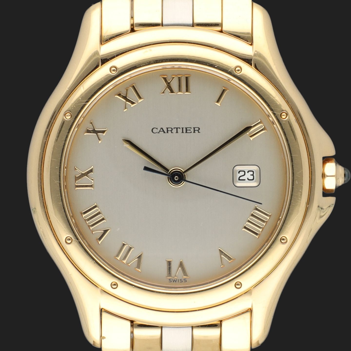 Cartier Cougar 116000R (2007) - Wit wijzerplaat 33mm Geelgoud (2/8)