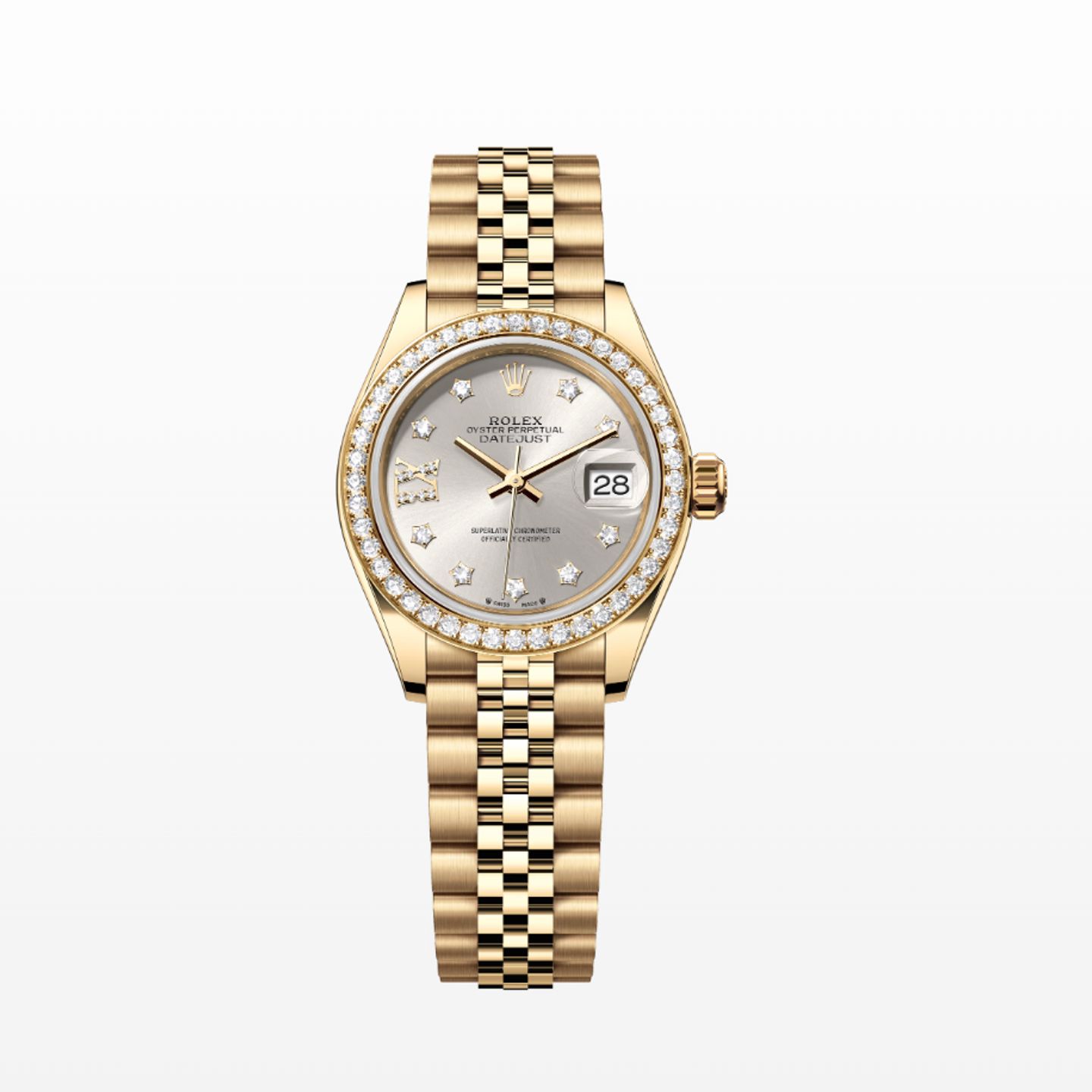 Rolex Lady-Datejust 279138RBR (2024) - Zilver wijzerplaat 28mm Geelgoud (1/1)