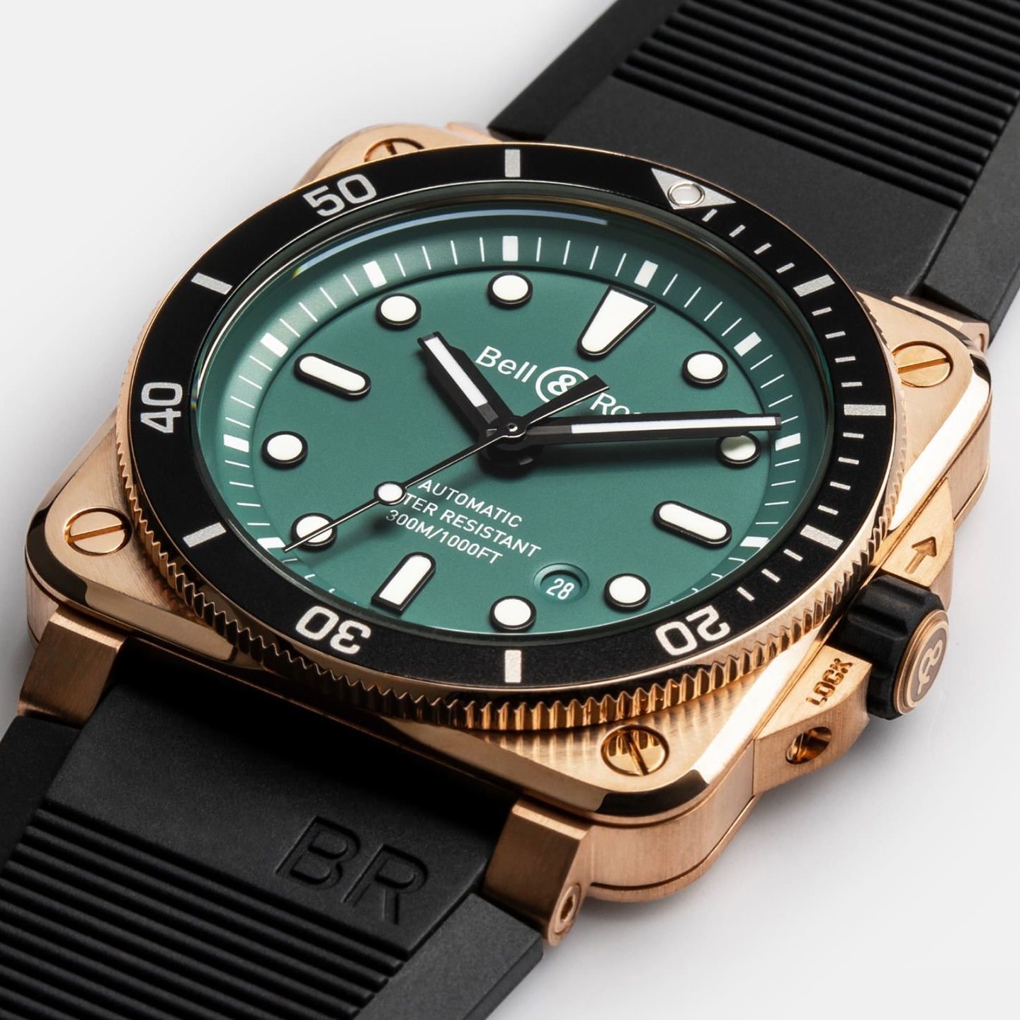 Bell & Ross BR 03 BR0392-D-LT-BR/SRB (2024) - Groen wijzerplaat 43mm Brons (1/2)