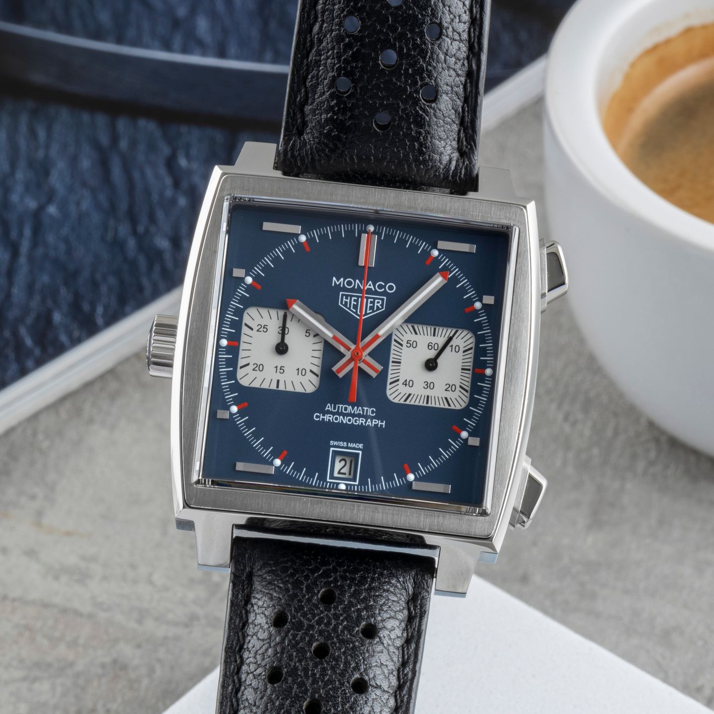 TAG Heuer Monaco Calibre 11 CAW211P.FC6356 (Onbekend (willekeurig serienummer)) - Blauw wijzerplaat 39mm Staal (3/8)