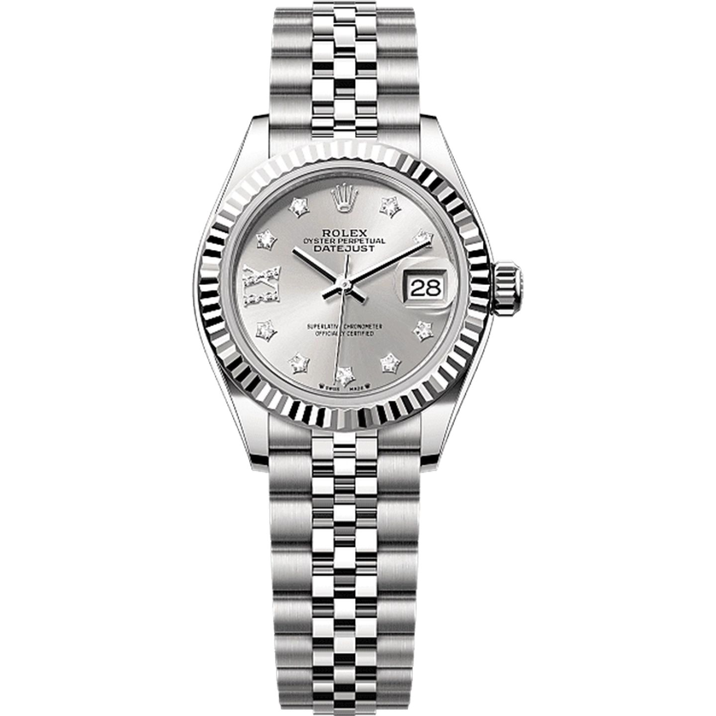 Rolex Lady-Datejust 279174 (2025) - Zilver wijzerplaat 28mm Staal (1/1)