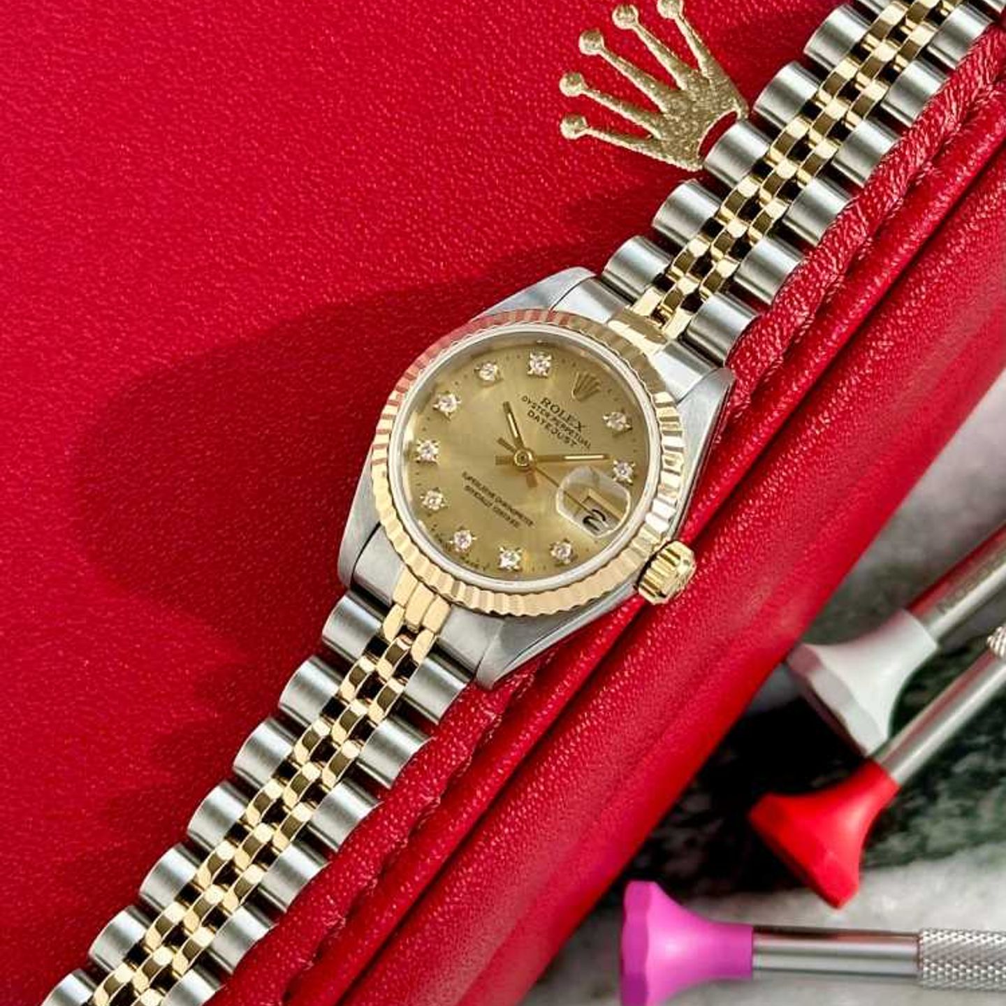 Rolex Lady-Datejust 69173G (1989) - Gold dial 26 mm Gold/Steel case (5/8)