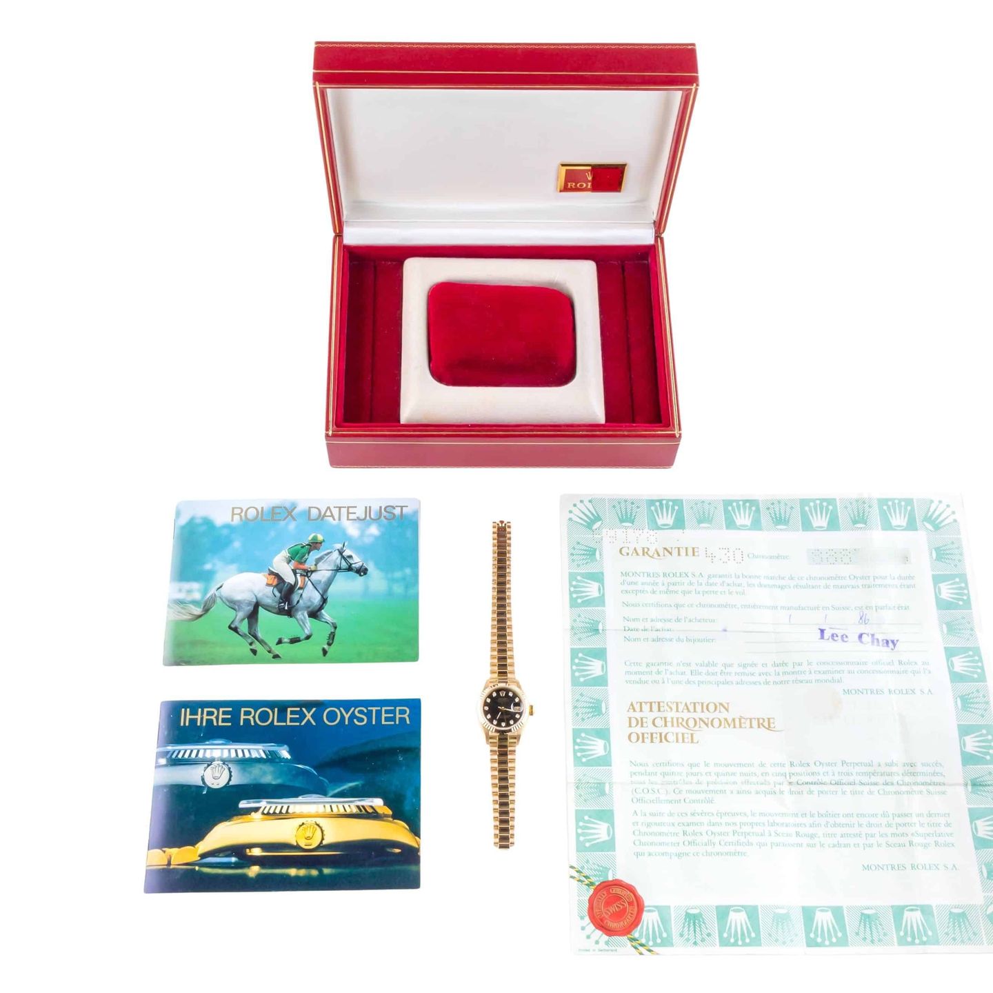 Rolex Lady-Datejust 69178 (1986) - Black dial 26 mm Yellow Gold case (8/8)