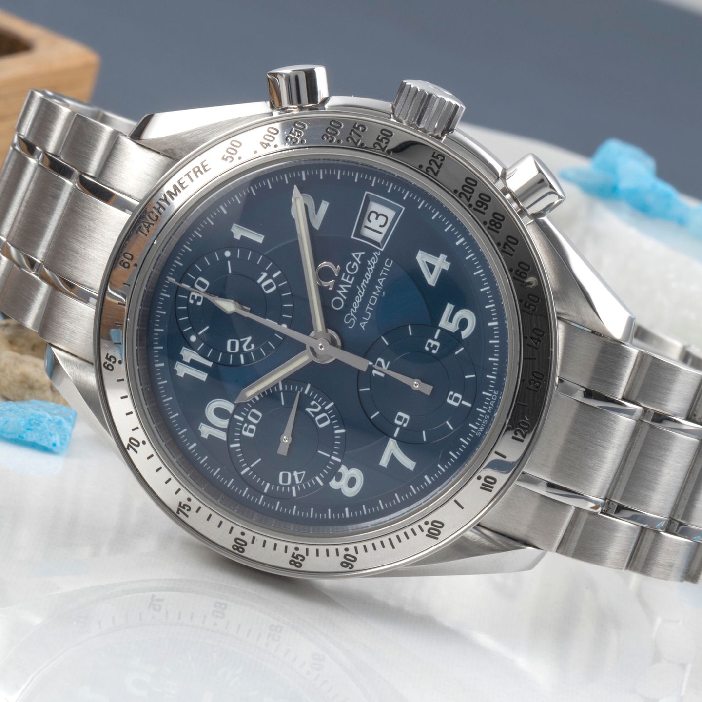 Omega Speedmaster Date 3513.82.00 (1999) - Blue dial 39 mm Steel case (2/8)