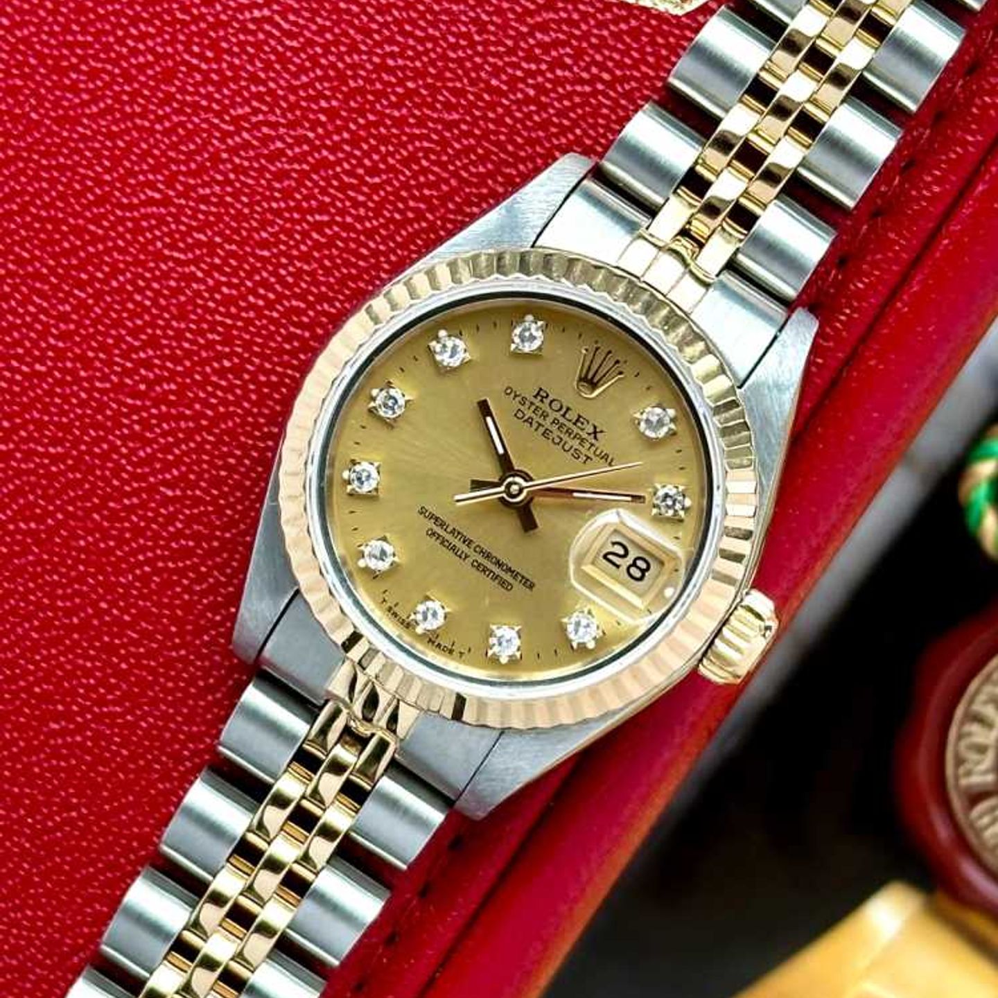 Rolex Lady-Datejust 69173G (1989) - Gold dial 26 mm Gold/Steel case (6/8)