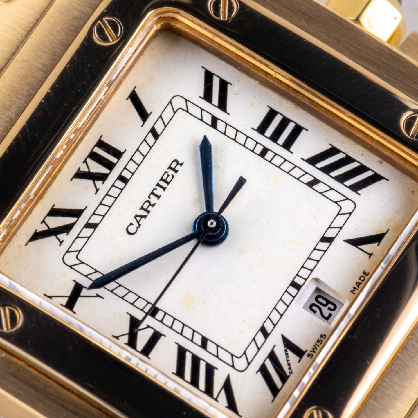 Cartier Santos 887901 (Unknown (random serial)) - Champagne dial 29 mm Yellow Gold case (2/8)