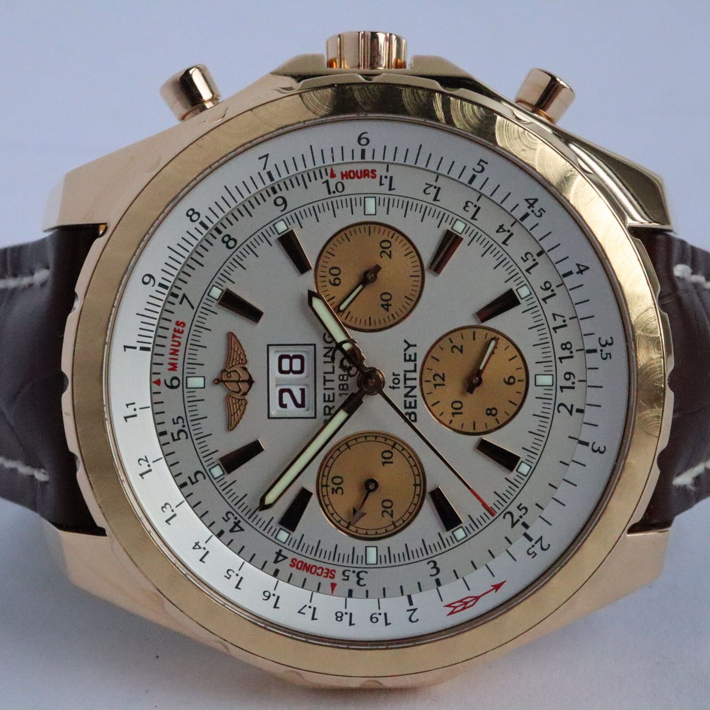 Breitling Bentley 6.75 H44363 (2006) - Wit wijzerplaat 48mm Roségoud (2/8)