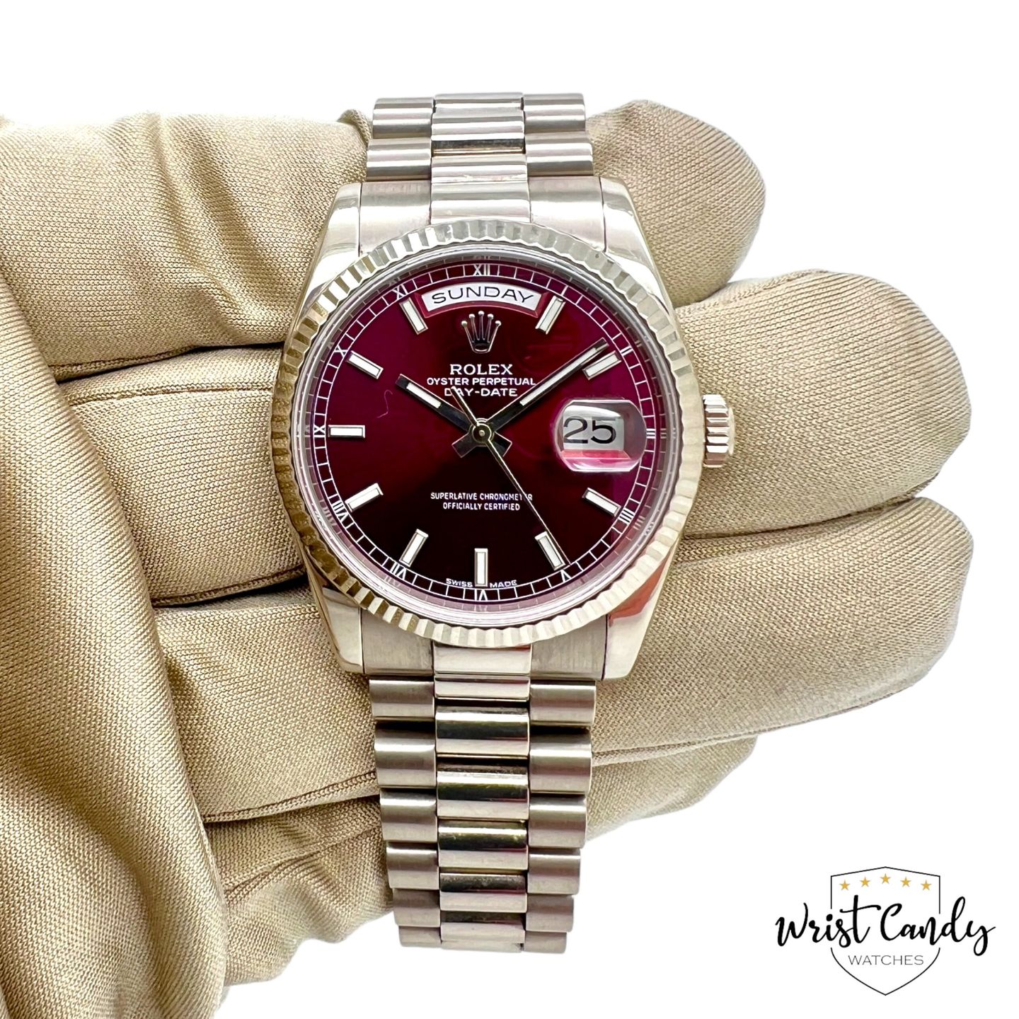 Rolex Day-Date 36 118239 (2000) - Purple dial 36 mm White Gold case (7/8)