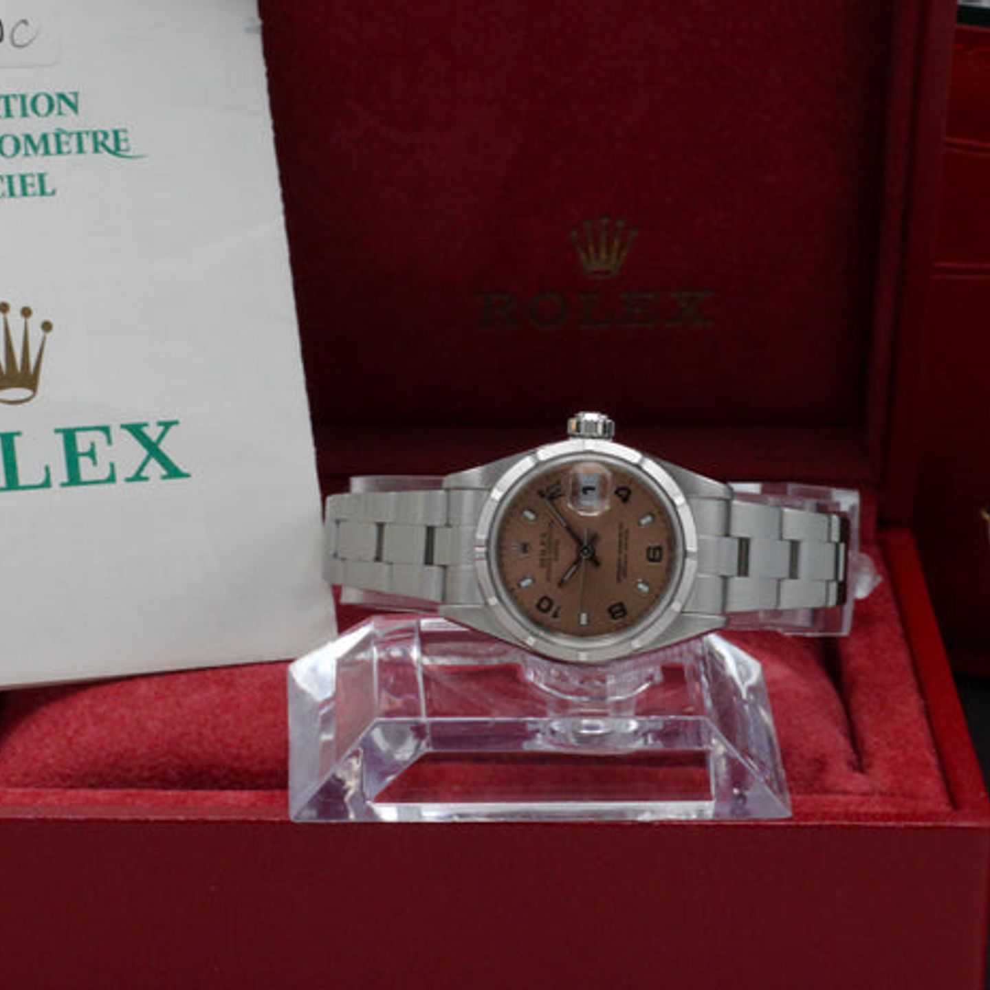Rolex Oyster Perpetual Lady Date 79190 (2002) - Roze wijzerplaat 26mm Staal (3/7)
