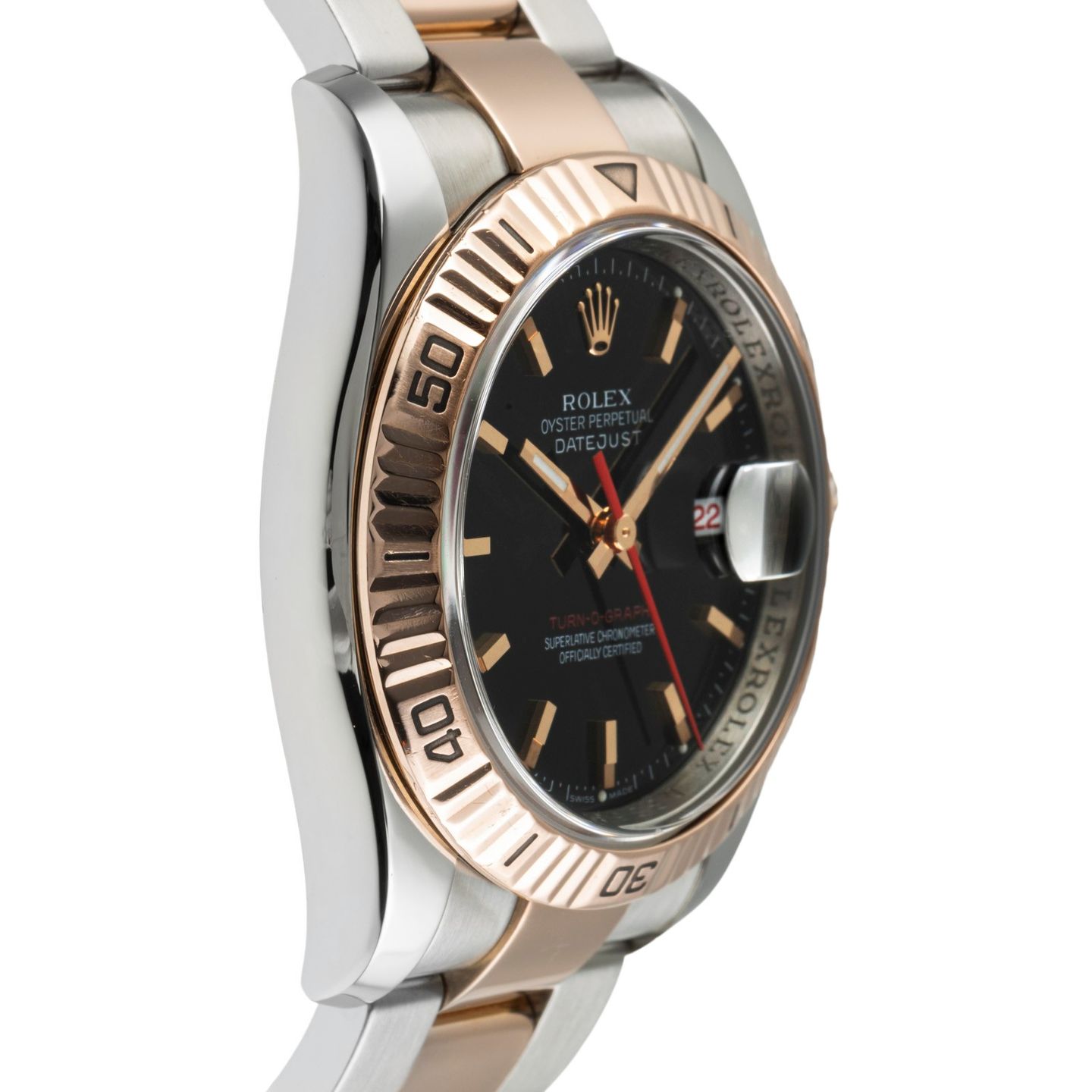 Rolex Datejust Turn-O-Graph 116261 (Unknown (random serial)) - Black dial 36 mm Gold/Steel case (7/8)