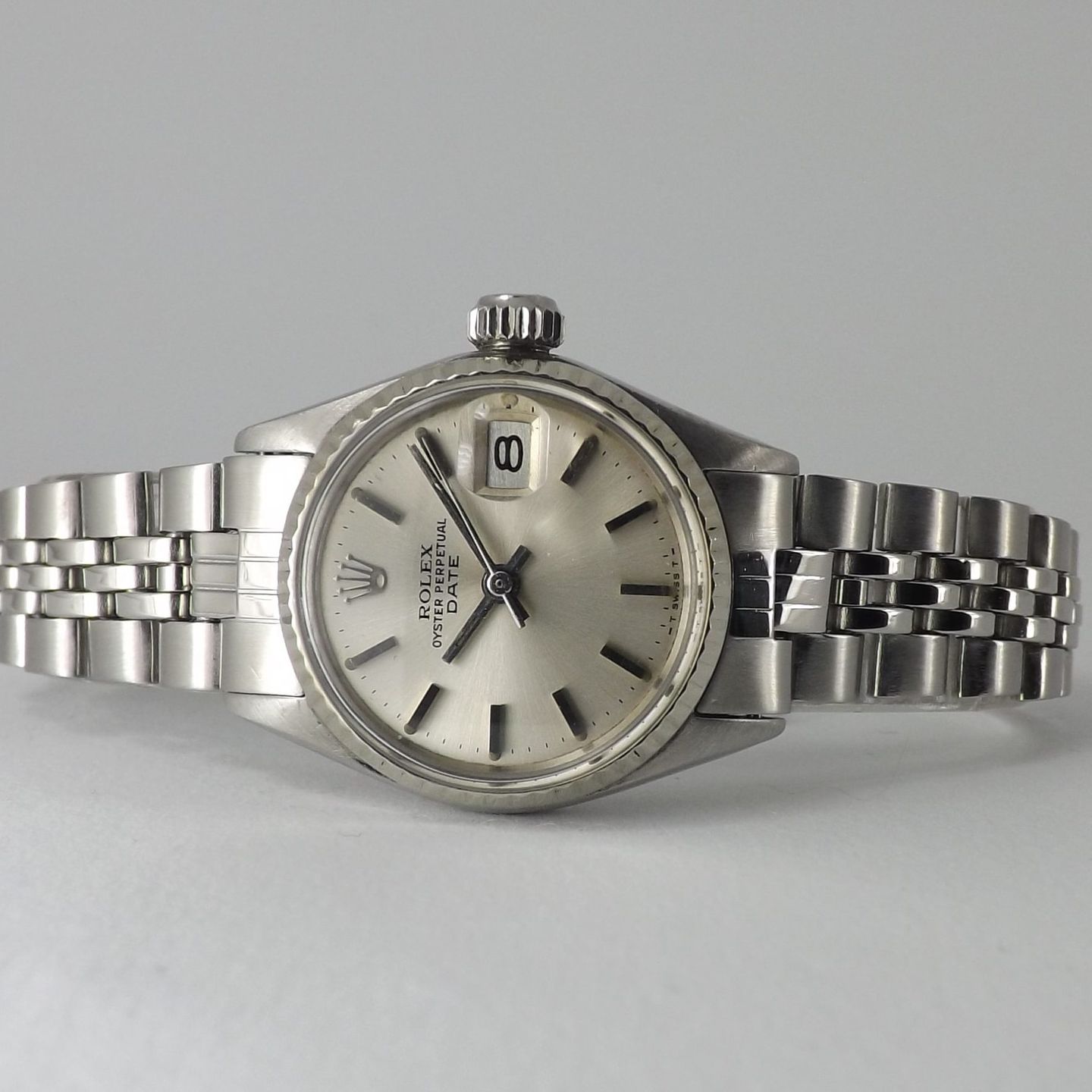 Rolex Oyster Perpetual Lady Date 6516 (1974) - Silver dial 26 mm Steel case (3/8)
