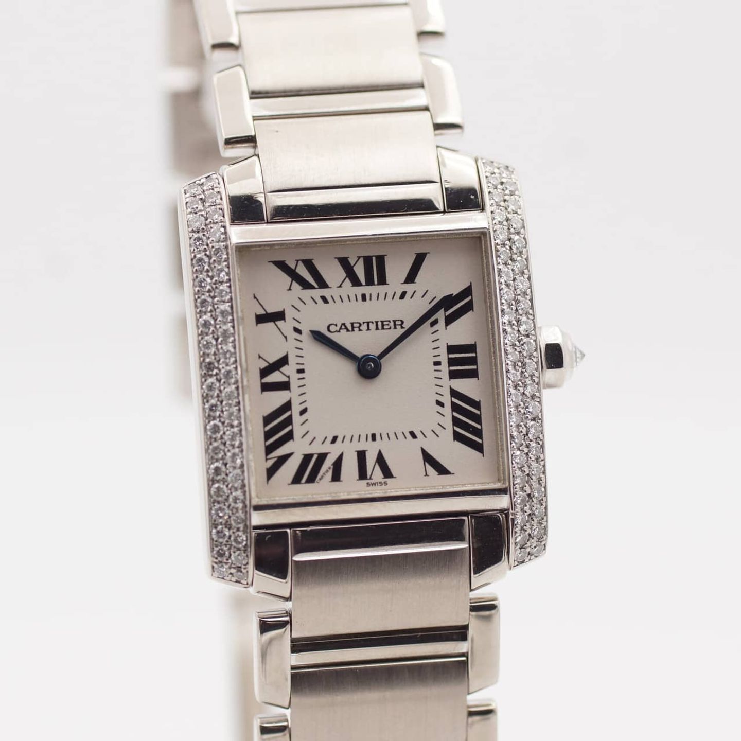 Cartier Tank Française 2404 (Unknown (random serial)) - Silver dial 25 mm White Gold case (3/8)
