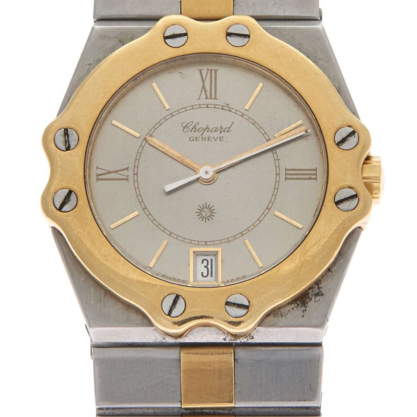 Chopard St. Moritz 8023 (1990) - Grijs wijzerplaat 32mm Goud/Staal (1/7)