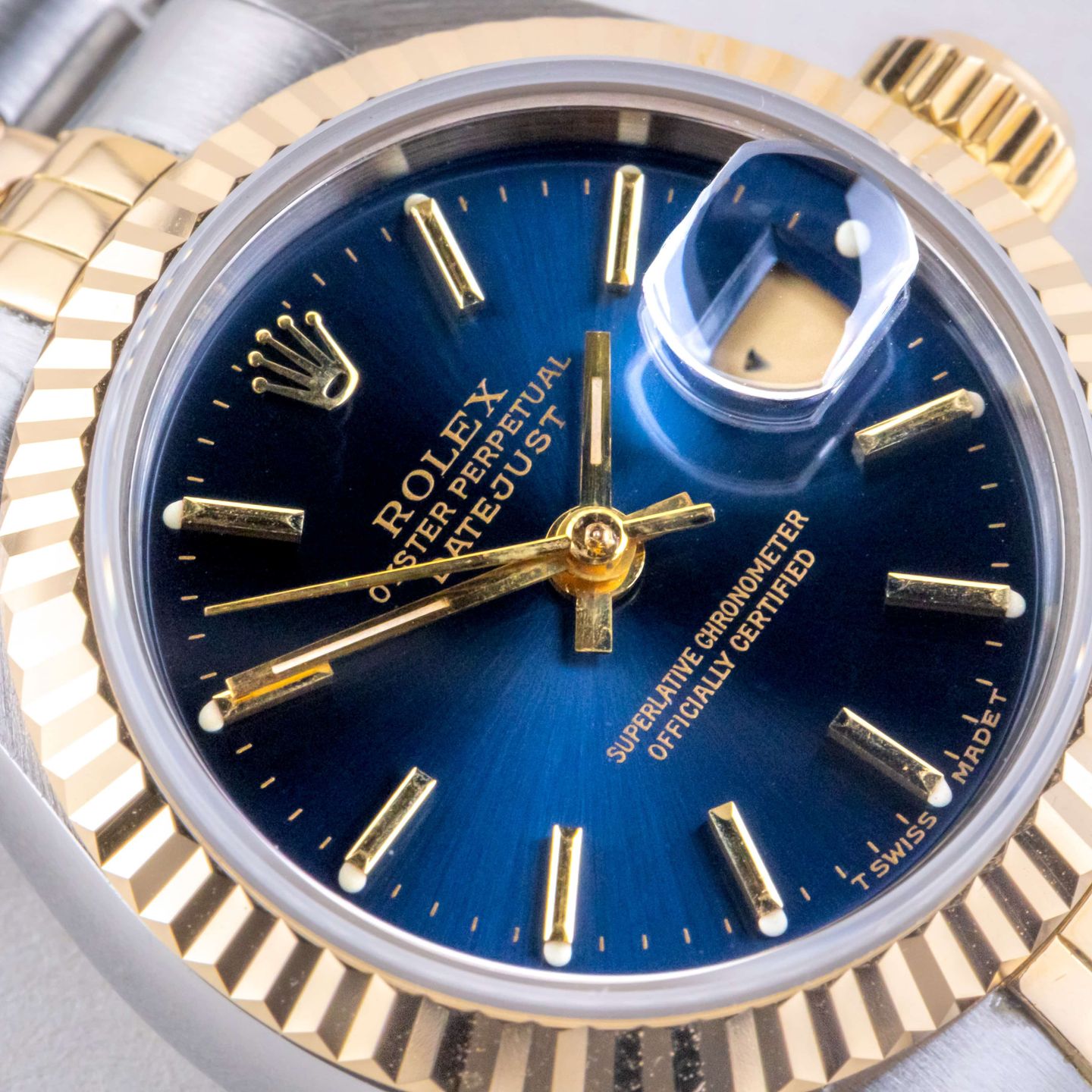 Rolex Lady-Datejust 69173 (1991) - Blue dial 26 mm Gold/Steel case (2/8)