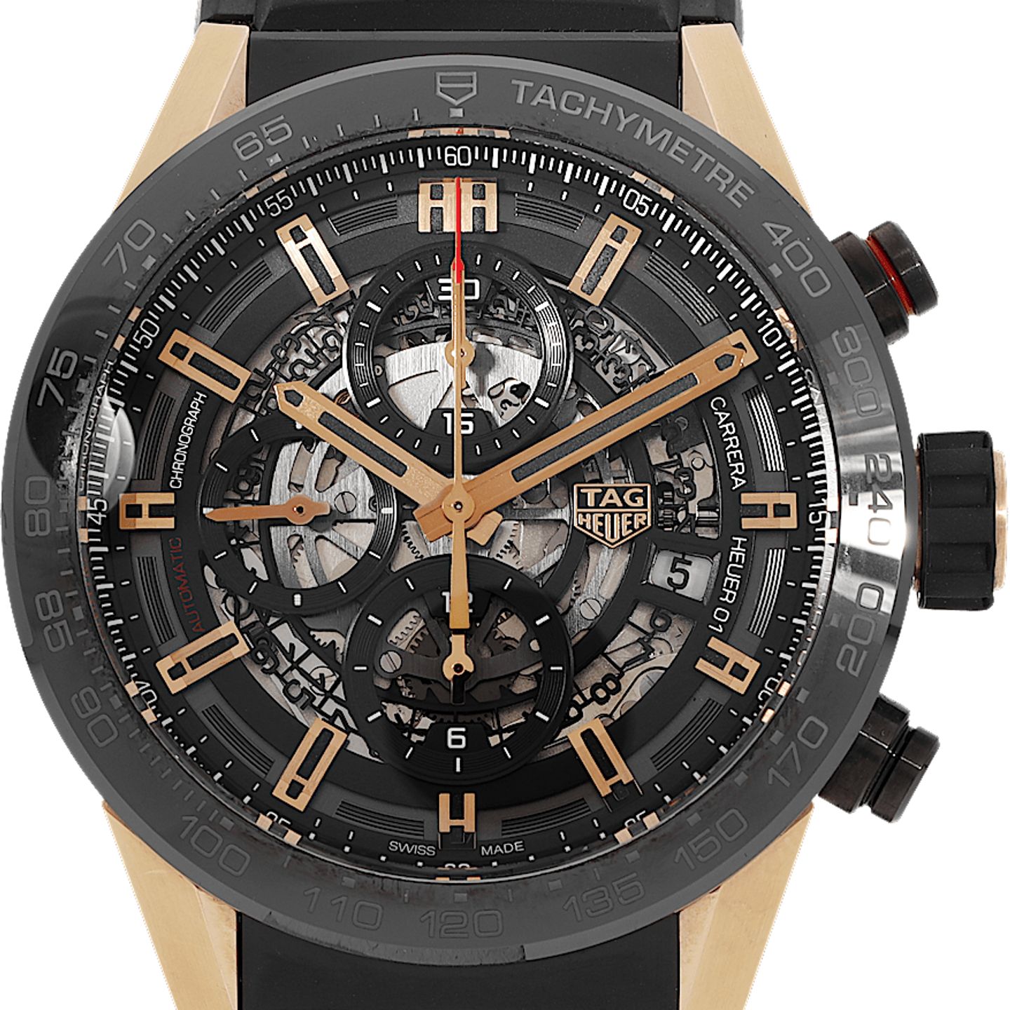 TAG Heuer Carrera Calibre HEUER 01 CAR205A.FT6087 (2019) - Transparent dial 43 mm Gold/Steel case (1/5)