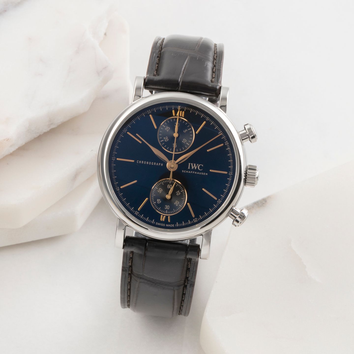 IWC Portofino Chronograph IW391404 (Unknown (random serial)) - Black dial 39 mm Steel case (1/8)