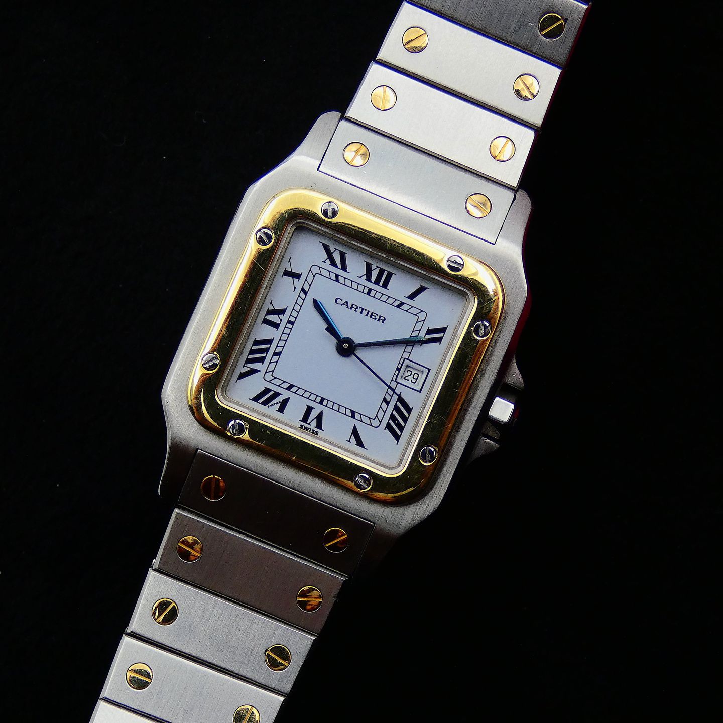 Cartier Santos 2961 (1990) - White dial 41 mm Gold/Steel case (5/5)