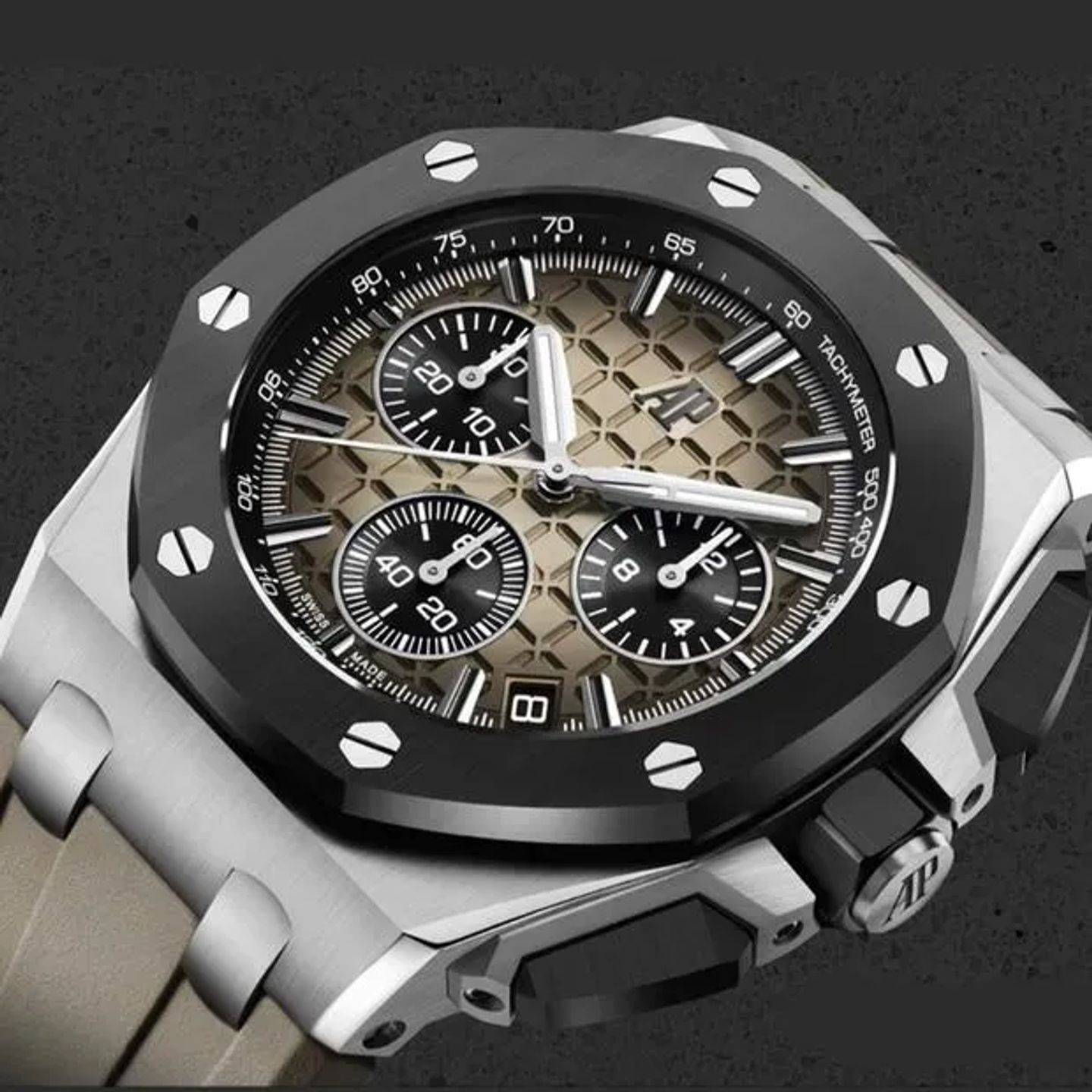 Audemars Piguet Royal Oak Offshore Chronograph 26420SO.OO.A600CA.01 (2023) - Beige wijzerplaat 43mm Staal (3/6)