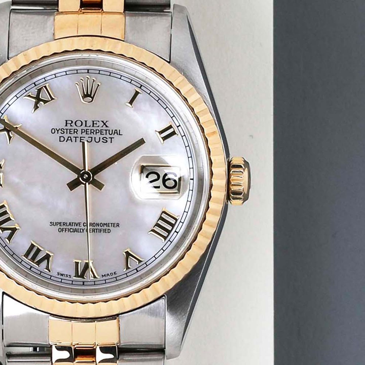 Rolex Datejust 36 16233 (2002) - Pearl dial 36 mm Gold/Steel case (5/8)