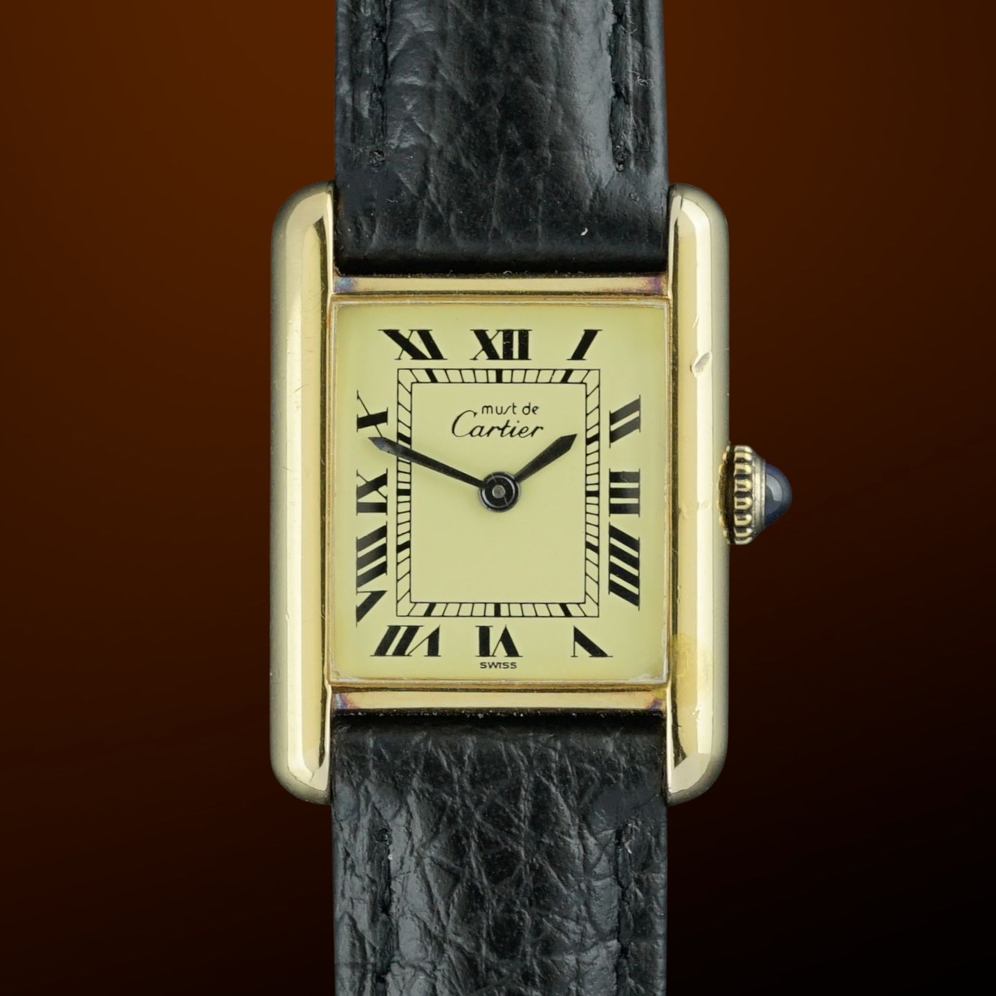 Cartier Tank 2415 (1990) - Champagne dial 20 mm Gold/Steel case (1/8)