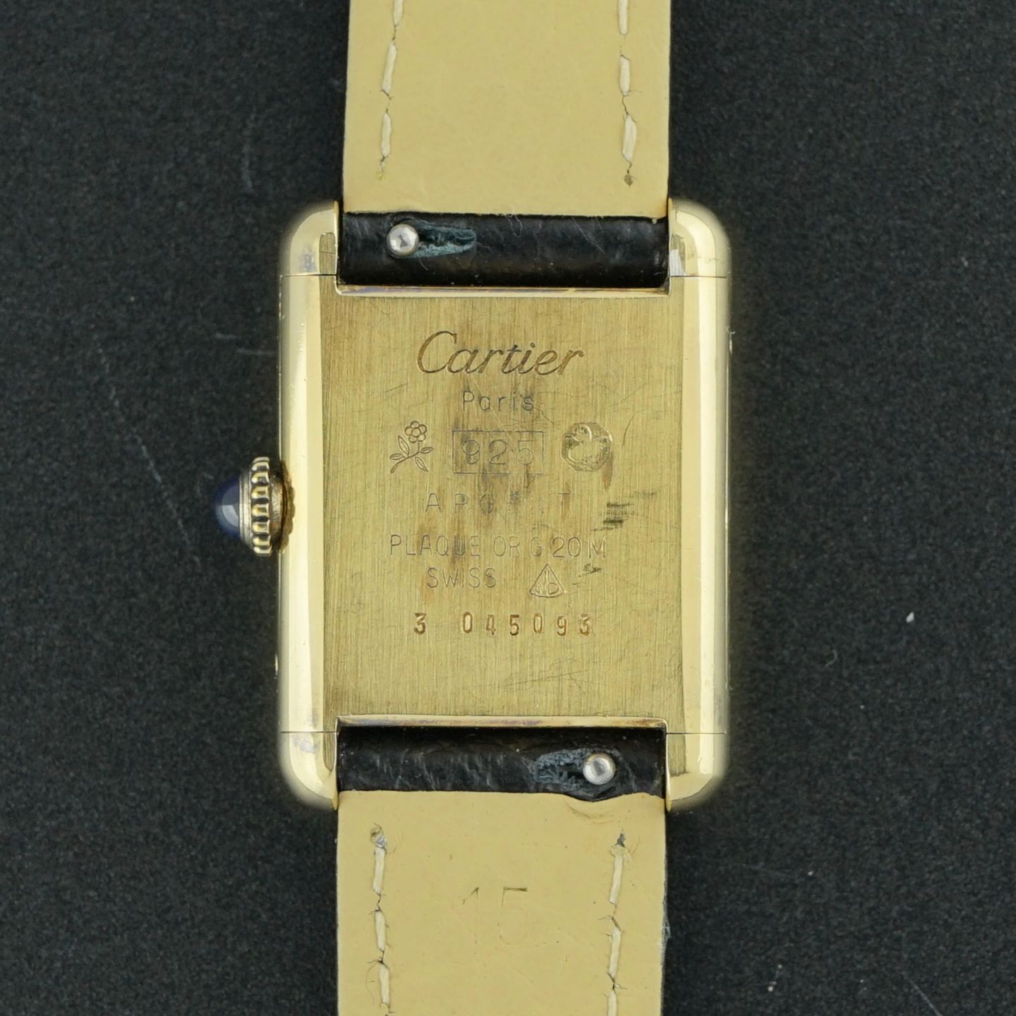 Cartier Tank 2415 (1990) - Champagne dial 20 mm Gold/Steel case (3/8)